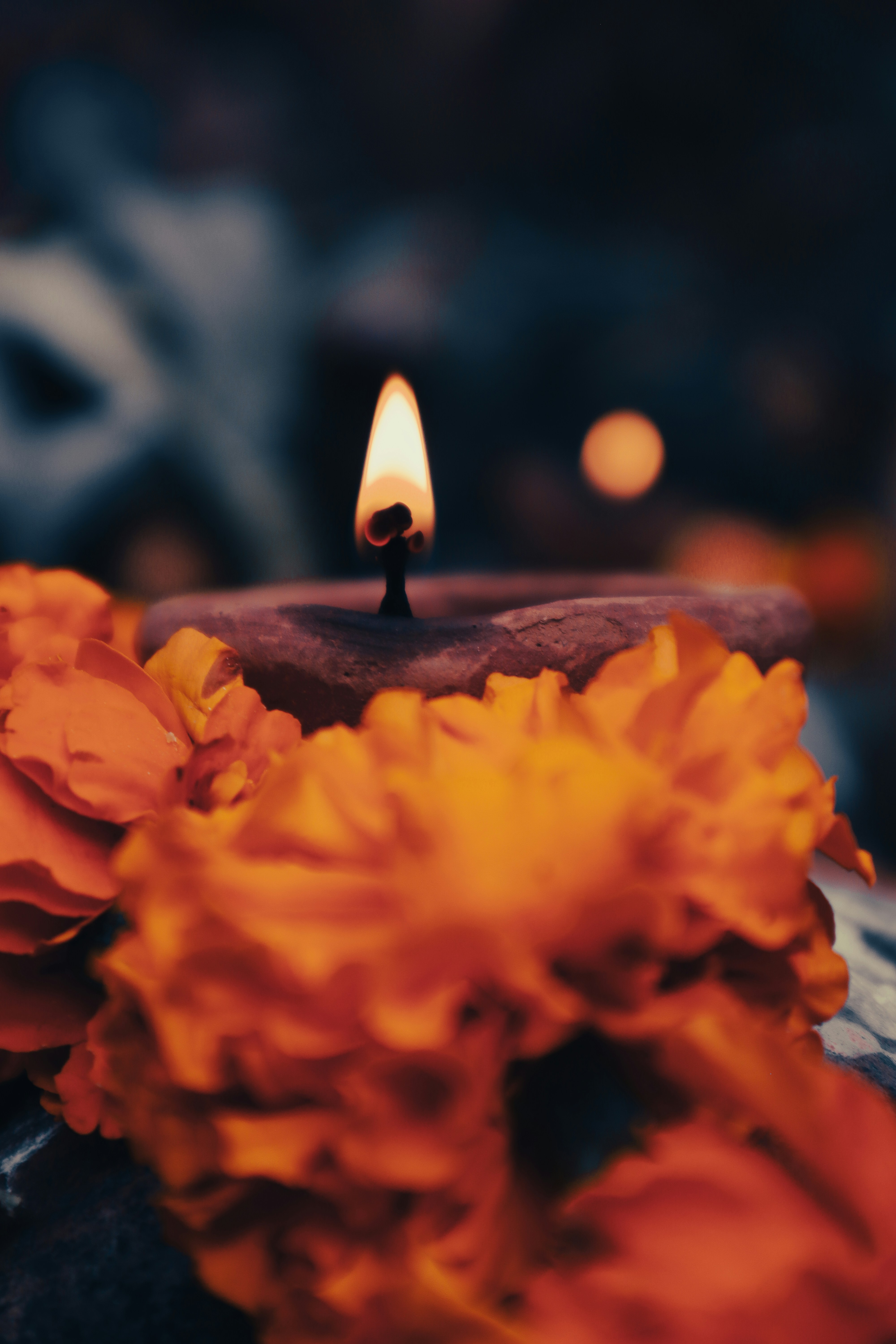 Candle and flowers