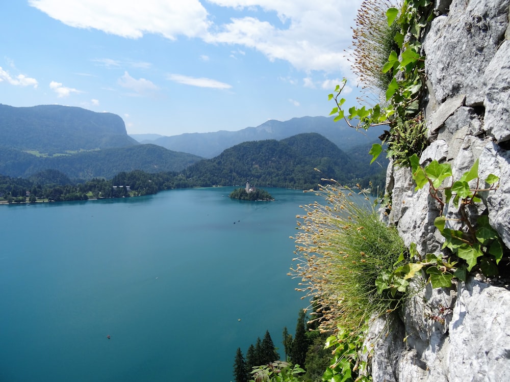 a large body of water surrounded by mountains