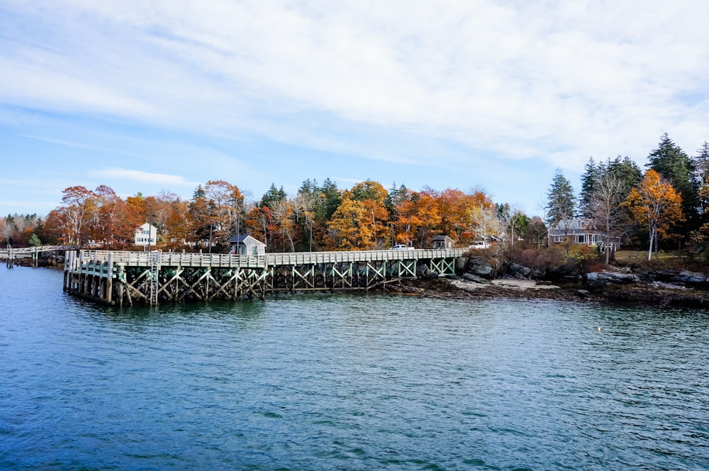 a wooden bridge over a body of water