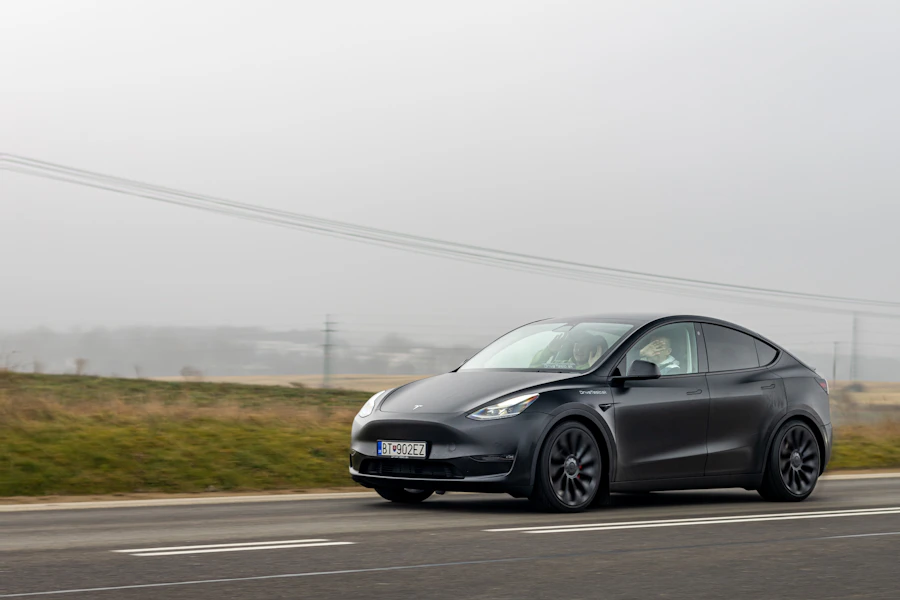 Tesla Model Y on the road