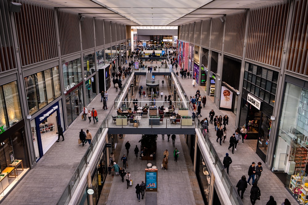 a mall filled with lots of people walking around