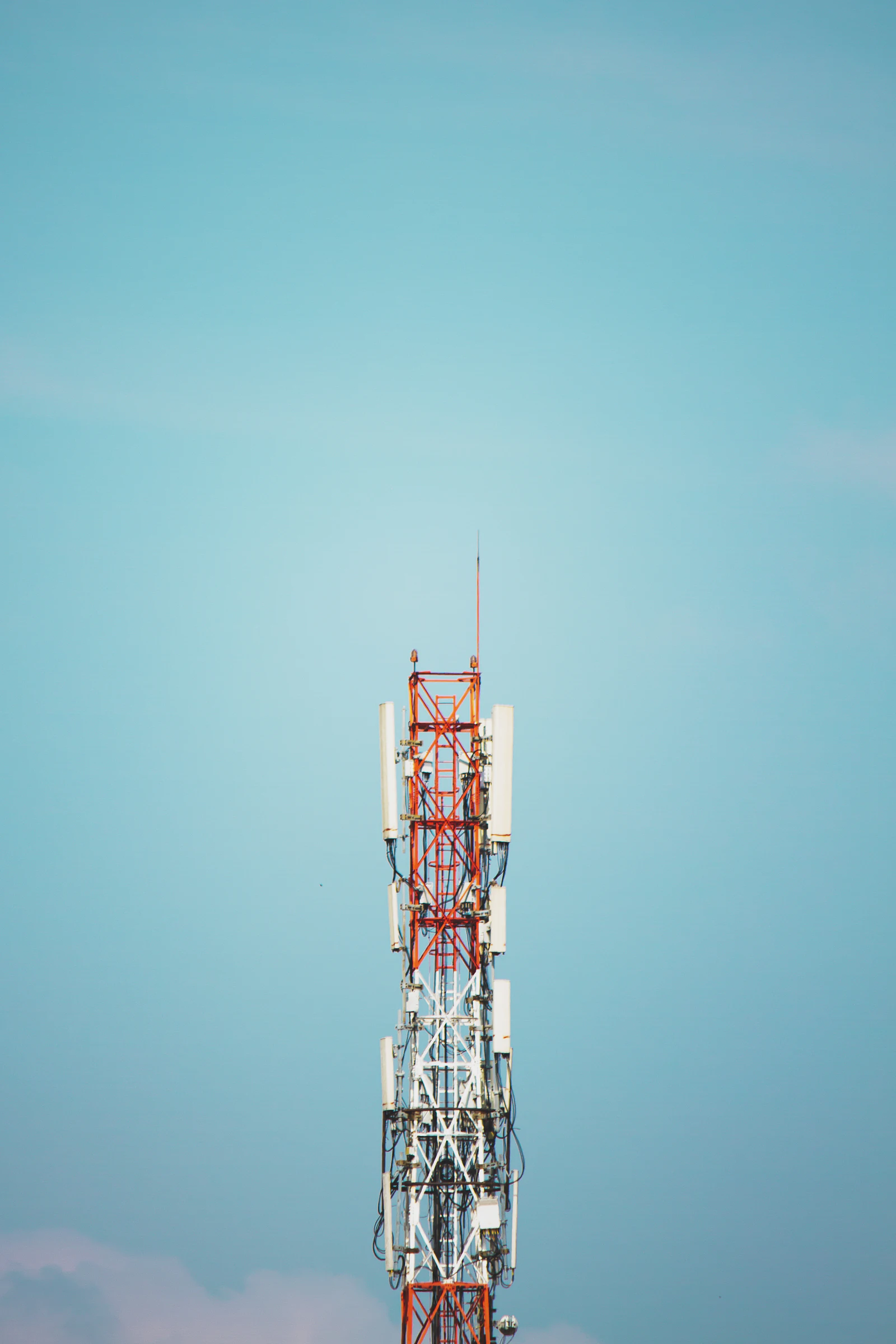 Cellular tower carrying 4G and 5G antennas