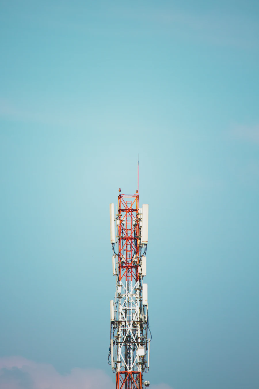 Cellular tower carrying 4G and 5G antennas