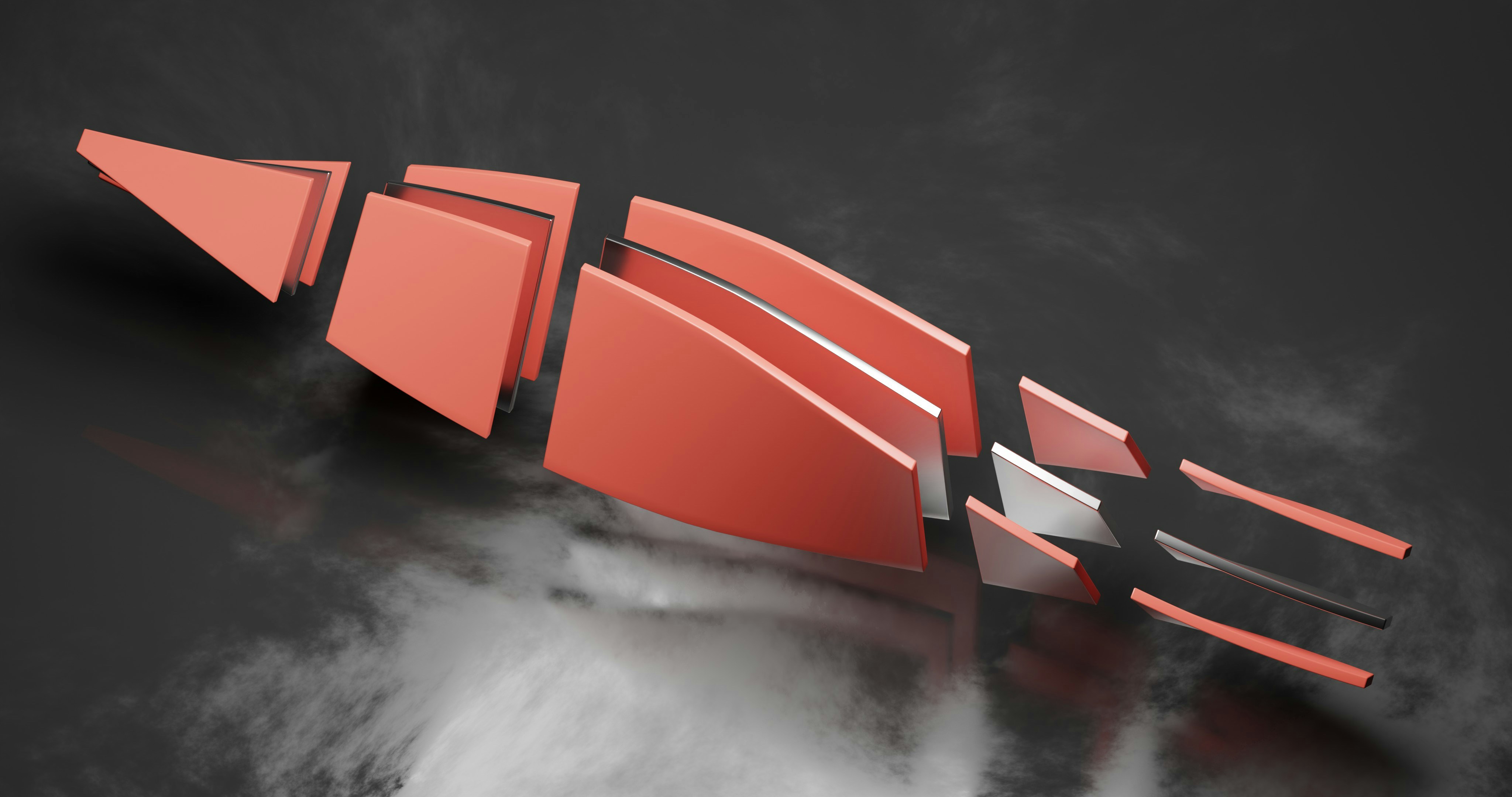 a red object with a black and white design on it