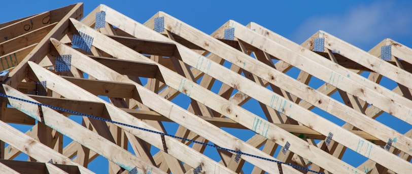 a wooden structure with a sky background