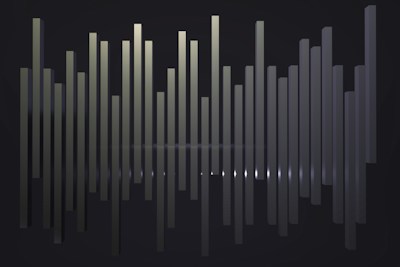 Vertical bars of varying heights arranged in a sequence against a dark background, creating a sense of rhythm and movement.