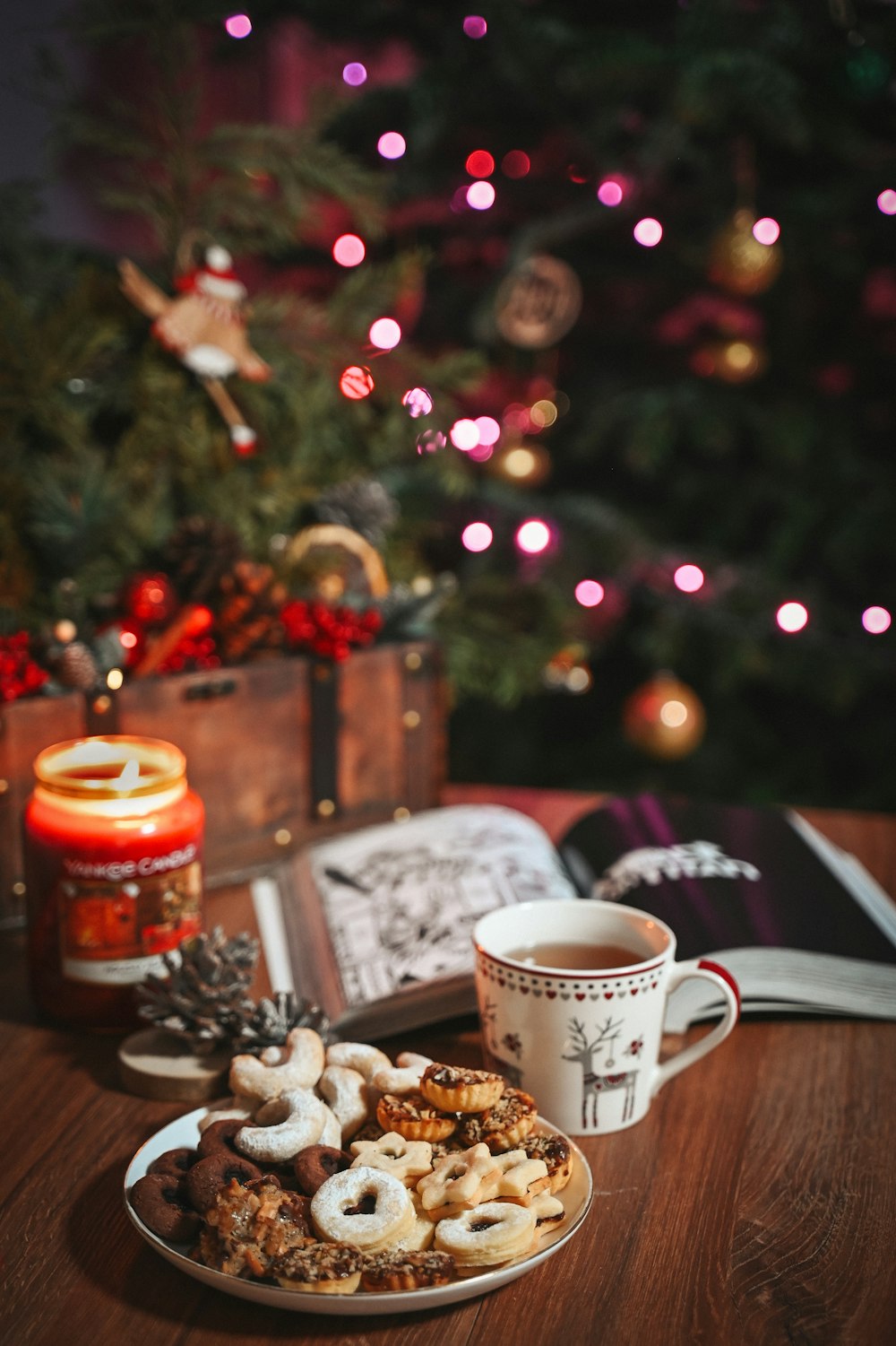 a plate of food and a cup of coffee on a table