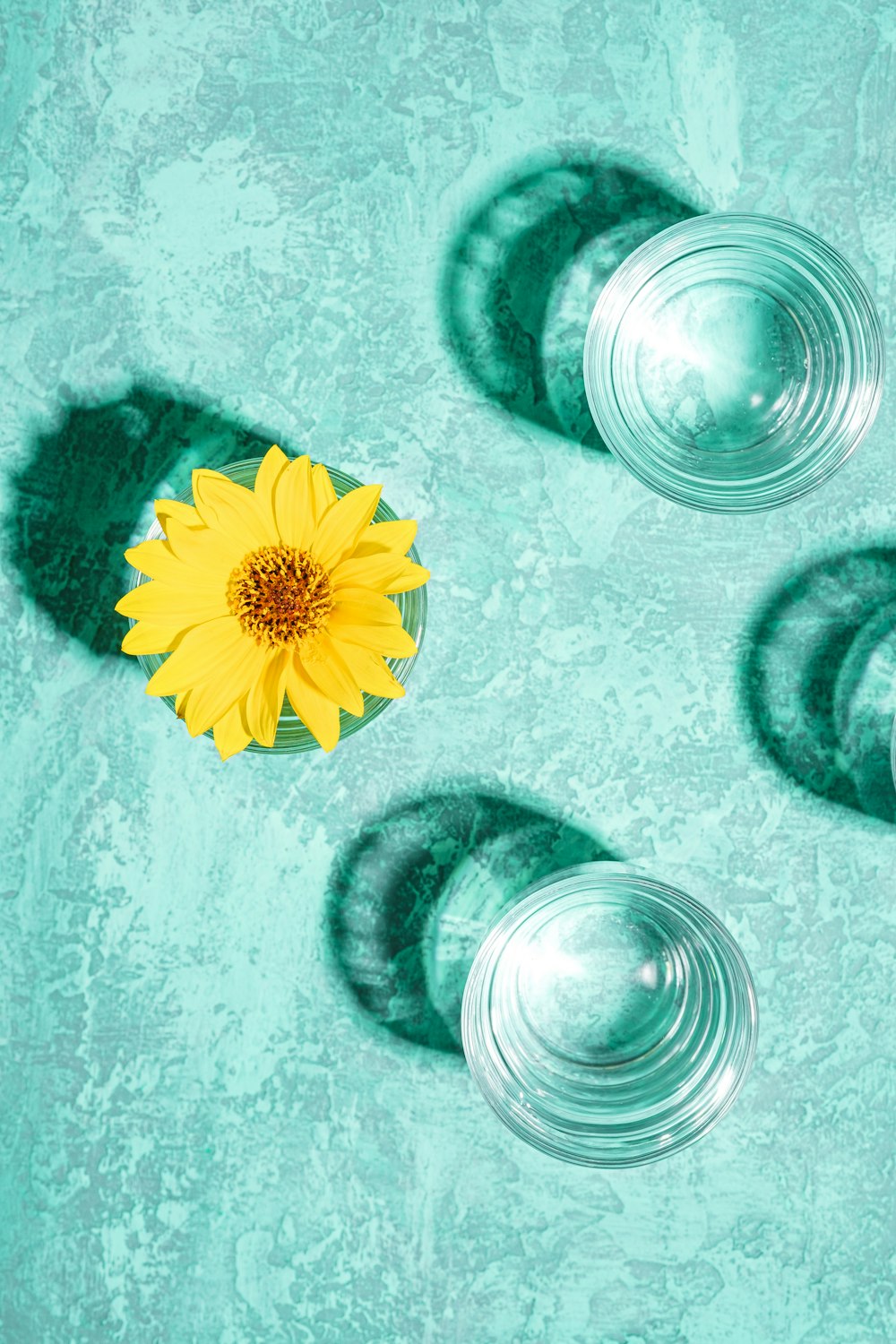 a yellow flower sitting on top of a table