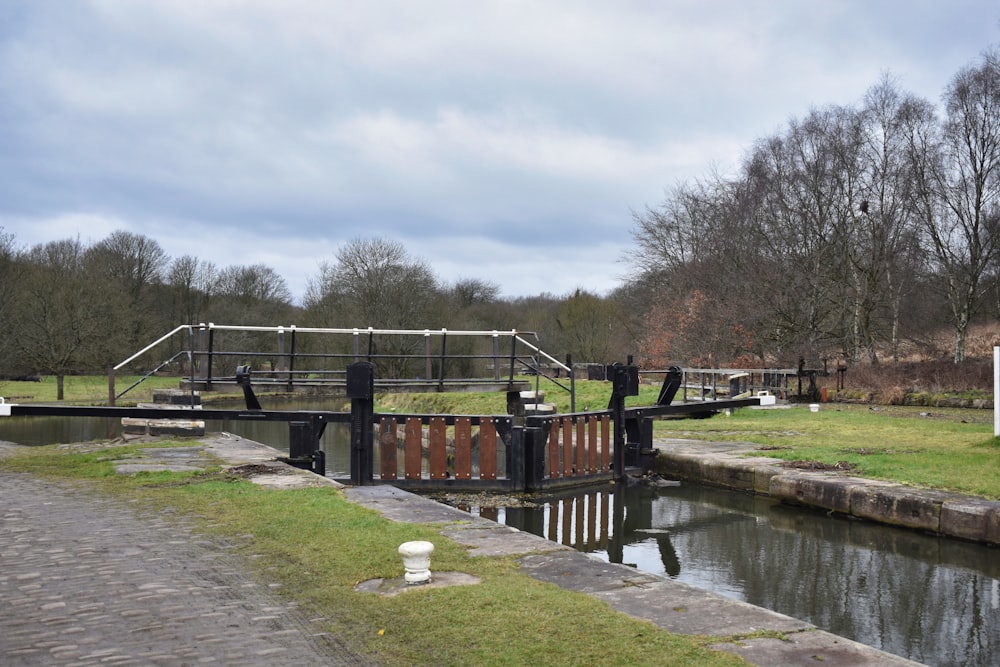 a water way with a boat going through it