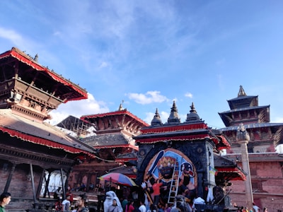 A panoramic view of a bustling Nepalese neighborhood showcasing diverse real estate options.