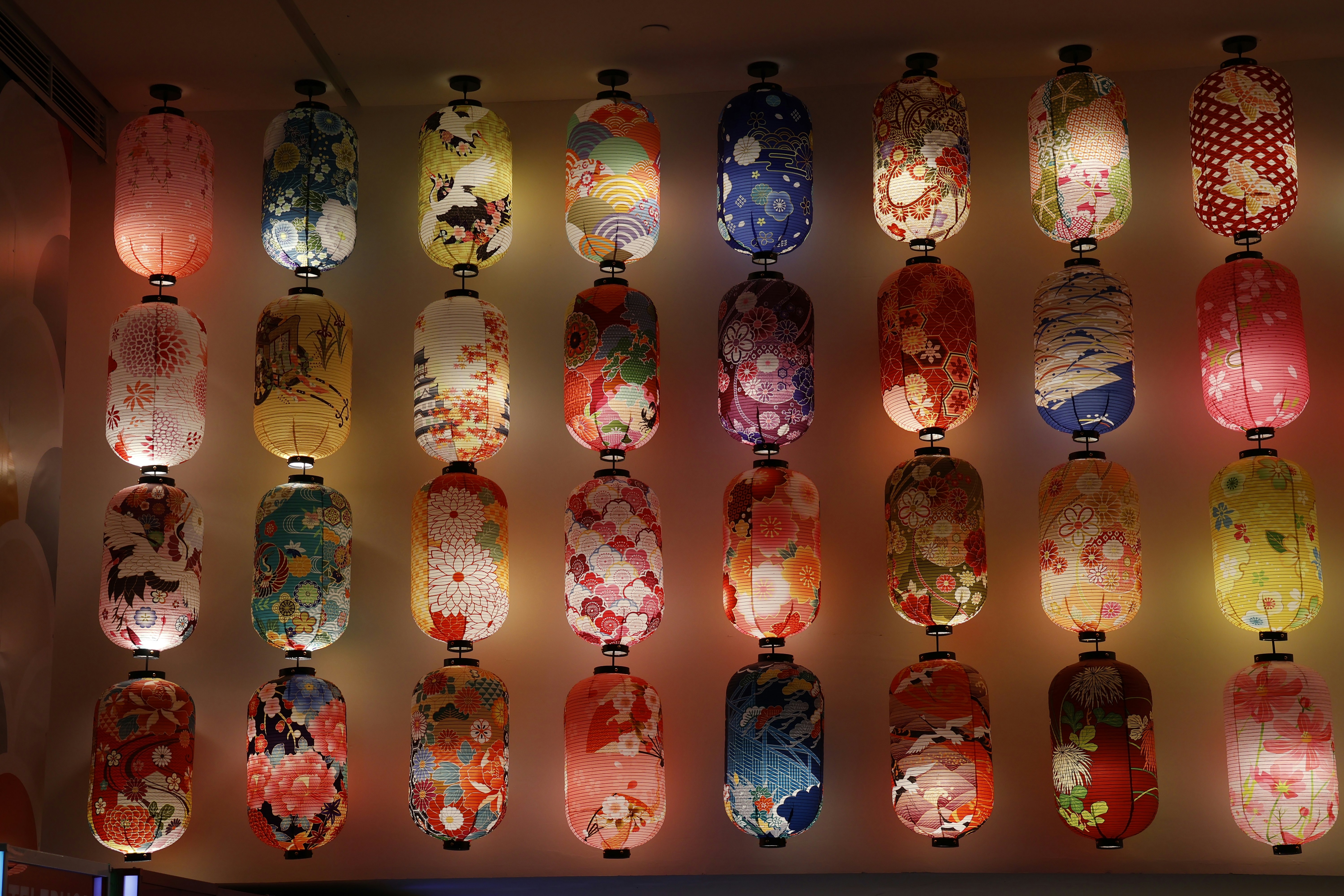 a bunch of lights that are on a wall