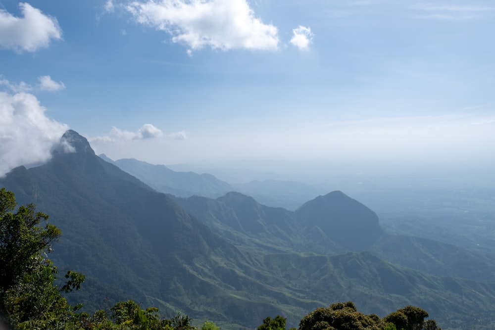 a view of a mountain range from a distance