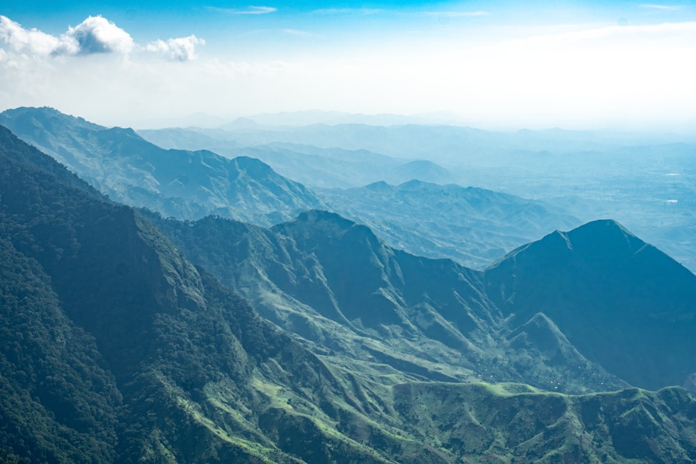 a view of a mountain range from an airplane