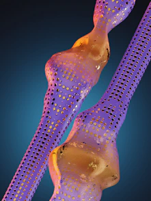 a close up of a purple object with holes in it