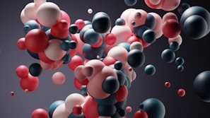 a bunch of balloons floating in the air