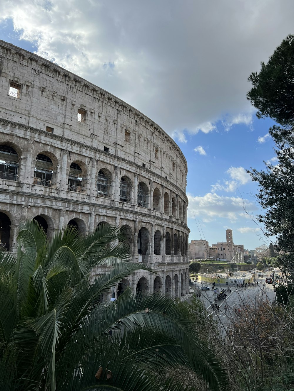 a view of the roman colossion from across the river