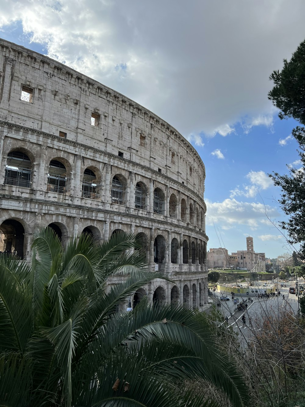 a view of the roman colossion from across the river