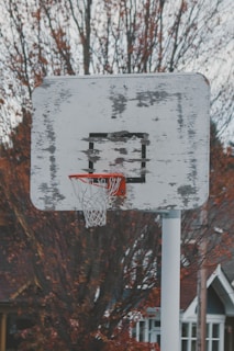 a basketball hoop with a basketball going through it