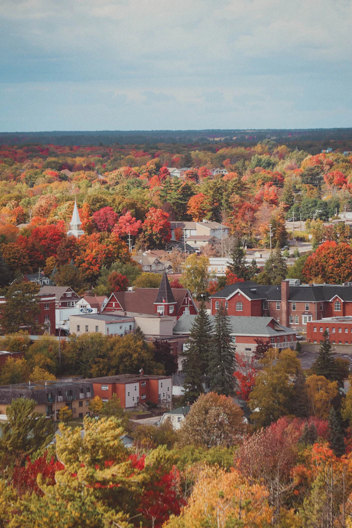 Woodstock village under autumn colour