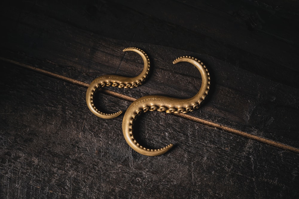 A gold octopus is laying on a wooden surface photo – Free Image on