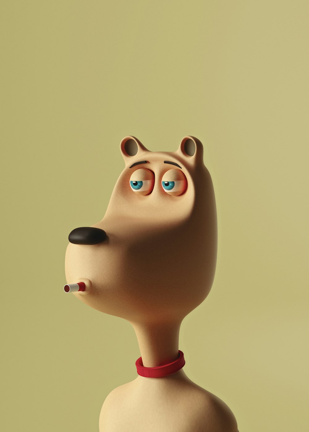 a cartoon dog with a cigarette in its mouth