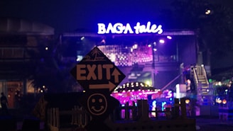 a sign that says exit with a smiley face on it