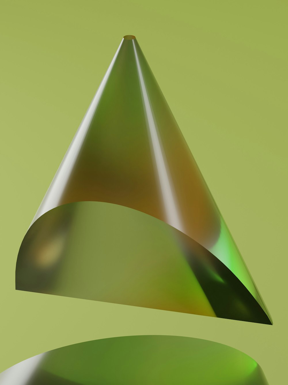 a green object with a cone on top of it