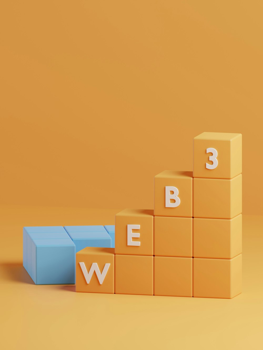 a block tower with the letters b e w on it