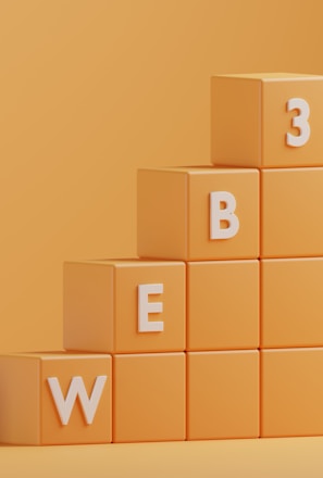 a 3d rendering of a pyramid of blocks with the letters e, b, e