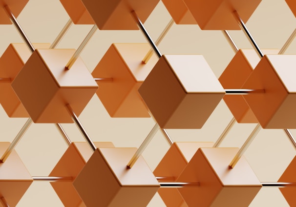an abstract background of orange and white cubes