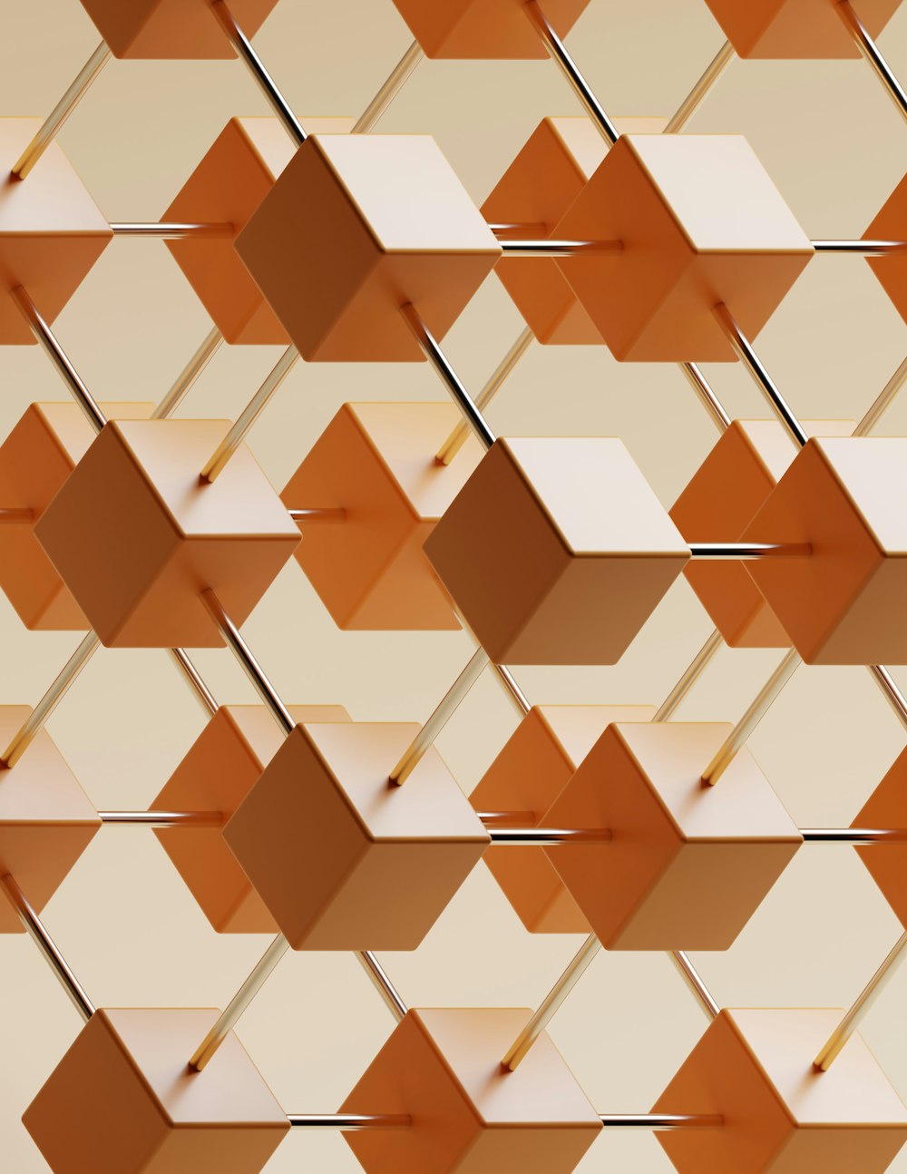주황색과 흰색 큐브의 추상적인 배경