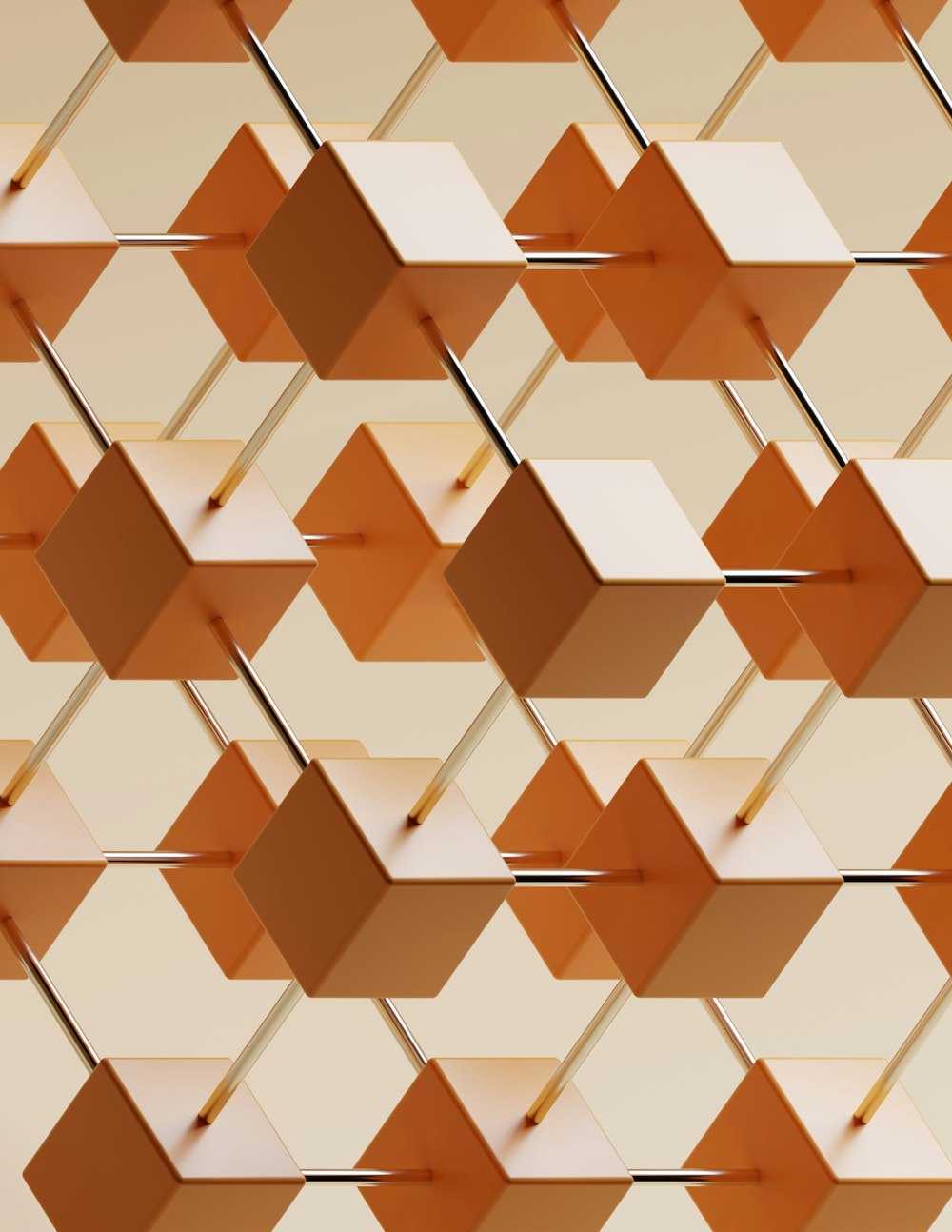 an abstract background of orange and white cubes