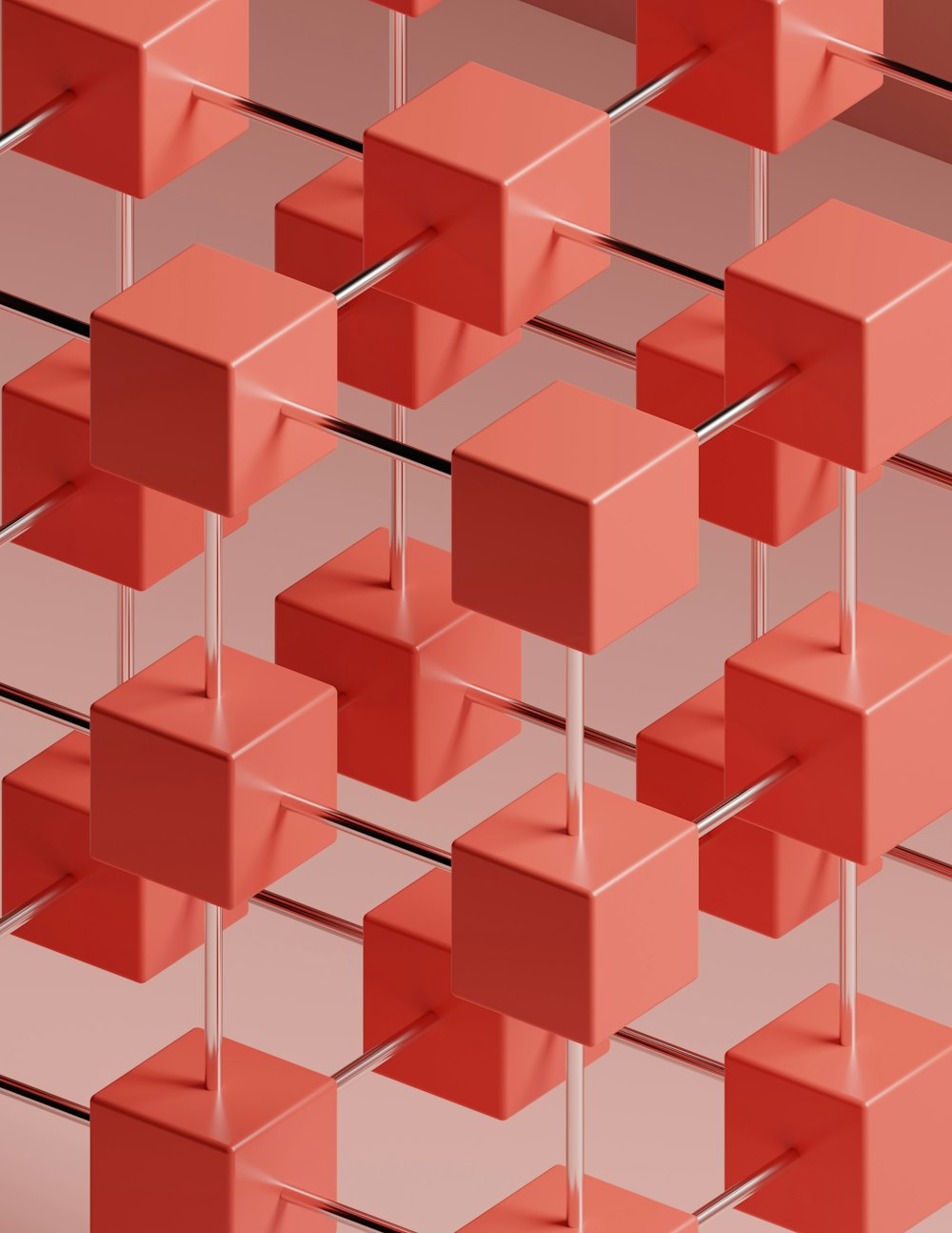 a group of red cubes on a gray background