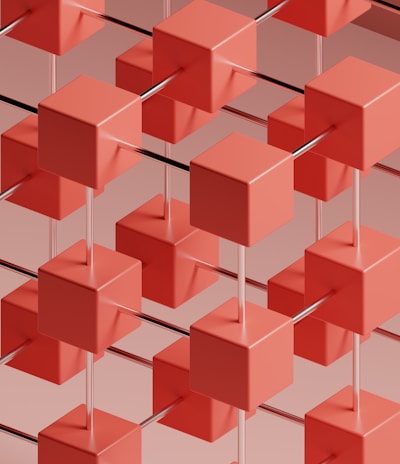 a group of red cubes on a gray background