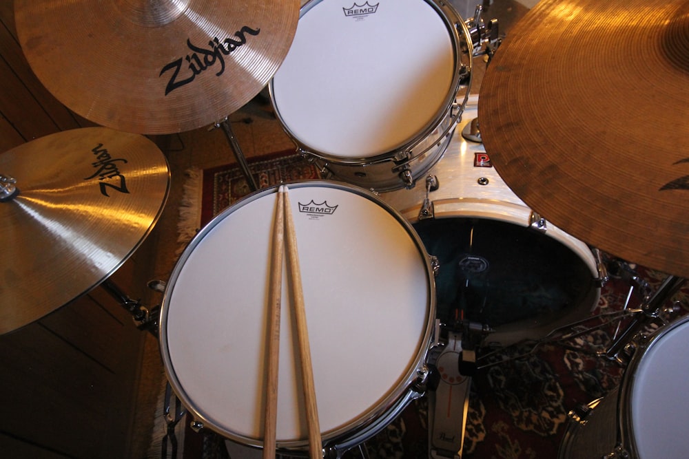 a group of drums sitting next to each other