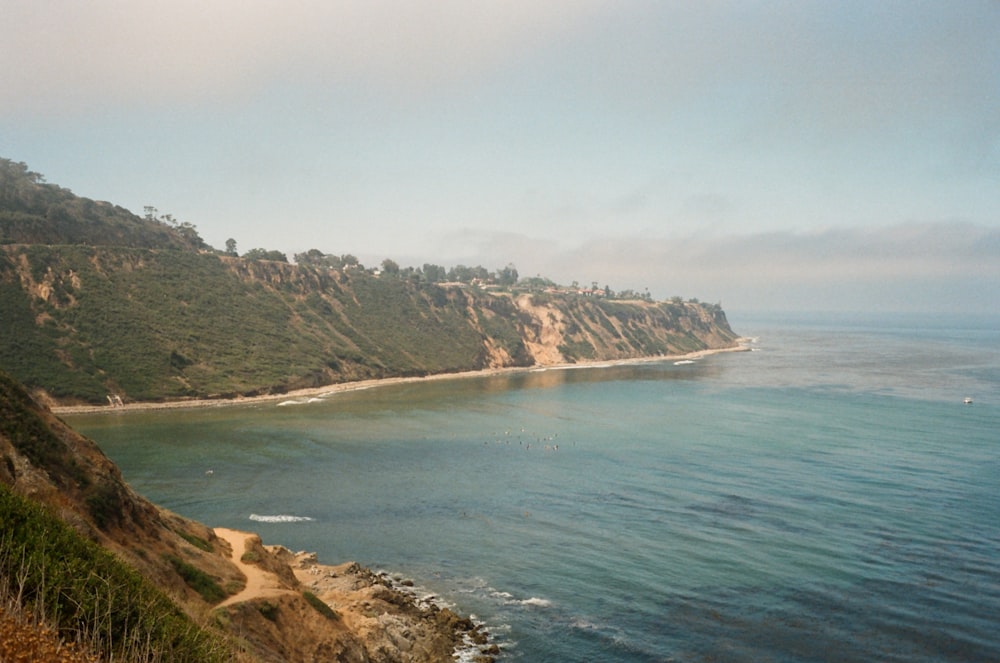 a view of the ocean from a cliff