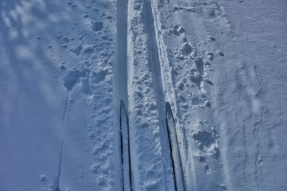 a pair of skis that are in the snow