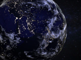 a view of the earth from space at night