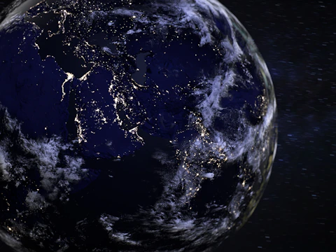 a view of the earth from space at night