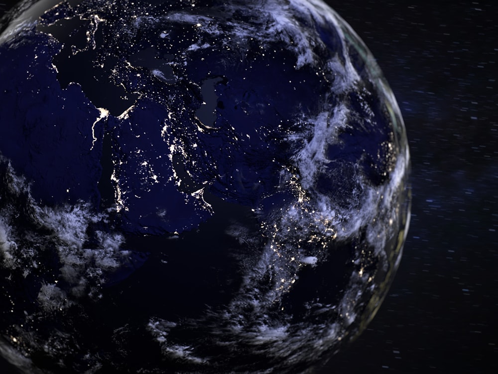 a view of the earth from space at night