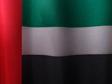 a close up of a red, white, and green flag
