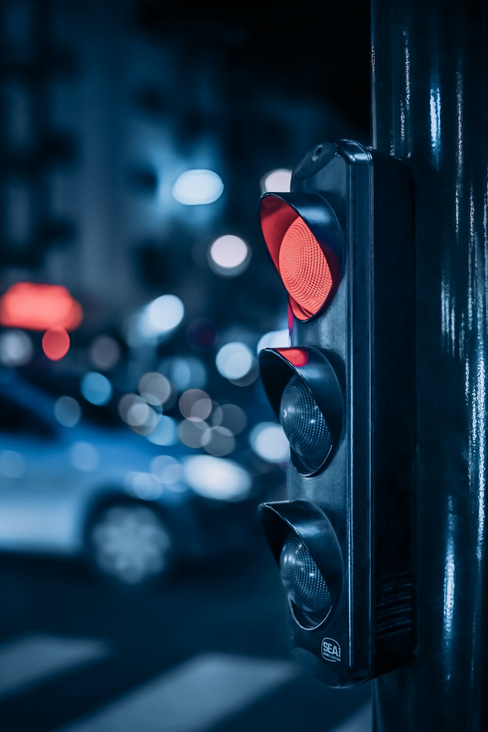 a traffic light on the side of the road