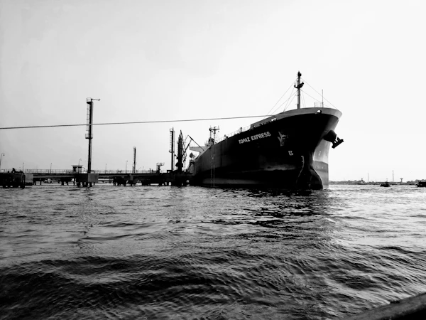 Cargo ship at sea