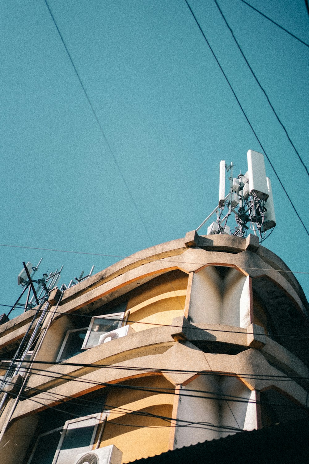 a building with a satellite dish on top of it