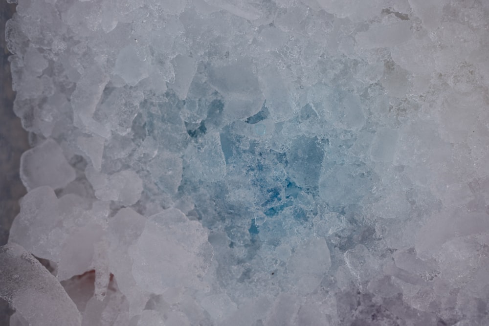 a close up view of ice and water