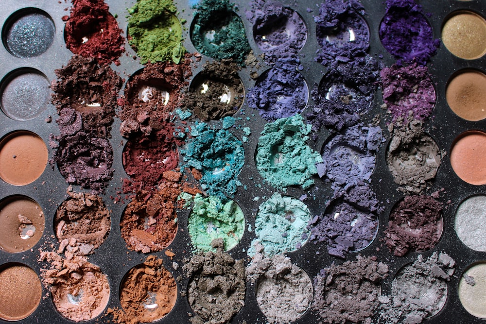 a close up of a palette of eyeshades