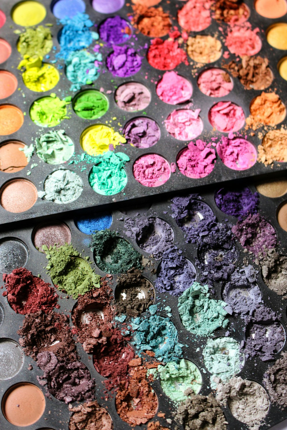 a close up of a palette of paint