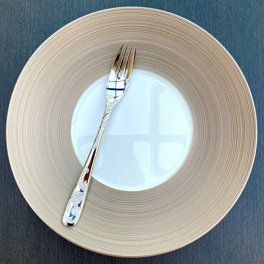 a plate with a fork and knife on it