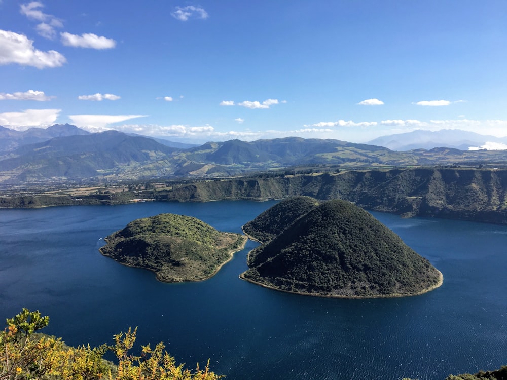 a large body of water surrounded by mountains