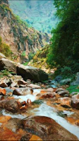 A serene mountain stream flowing, symbolizing purity and natural wellness.